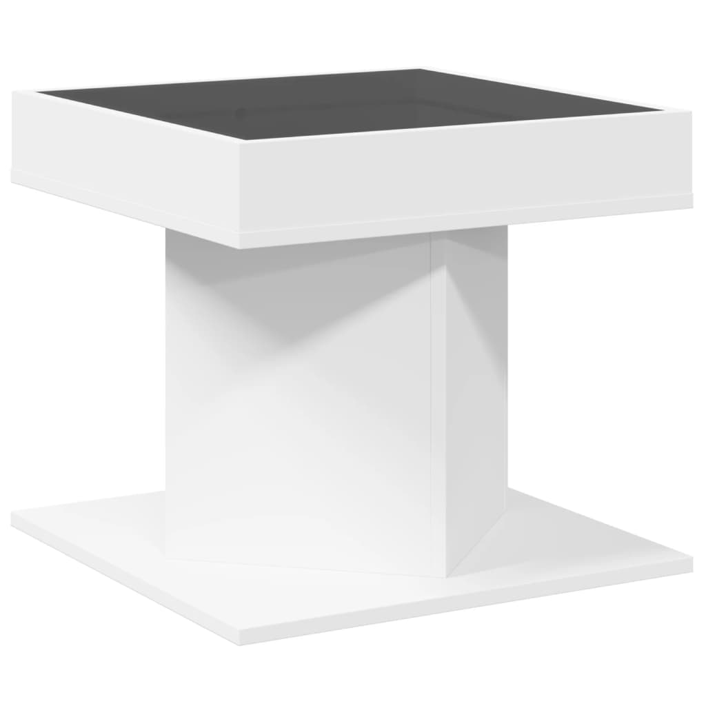 vidaXL Coffee Table with LED White 50x50x45 cm Engineered Wood