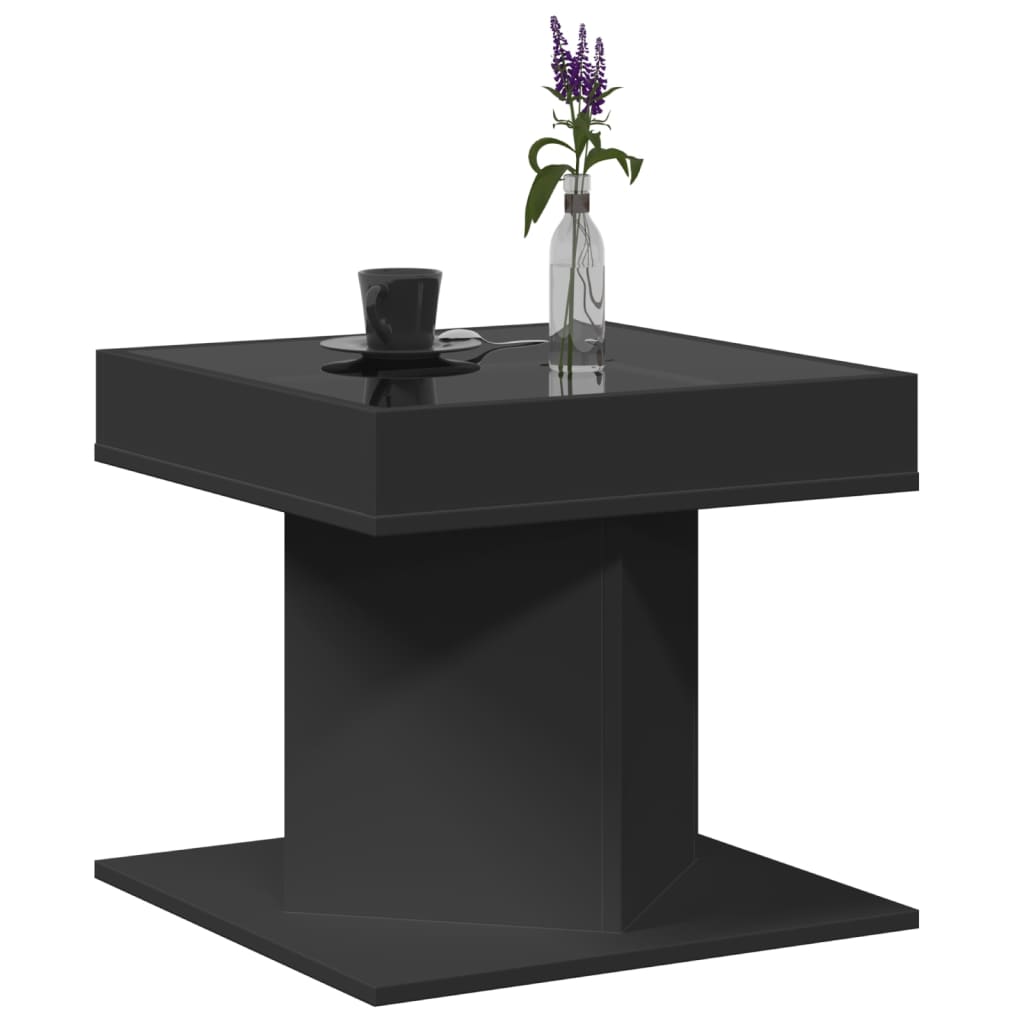 vidaXL Coffee Table with LED Black 50x50x45 cm Engineered Wood
