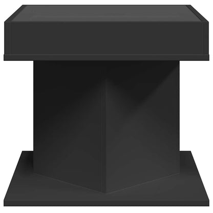vidaXL Coffee Table with LED Black 50x50x45 cm Engineered Wood