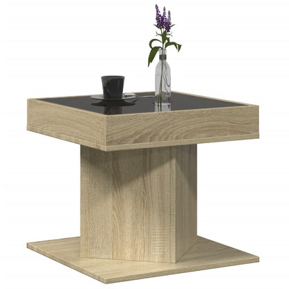 vidaXL Coffee Table with LED Sonoma Oak 50x50x45 cm Engineered Wood