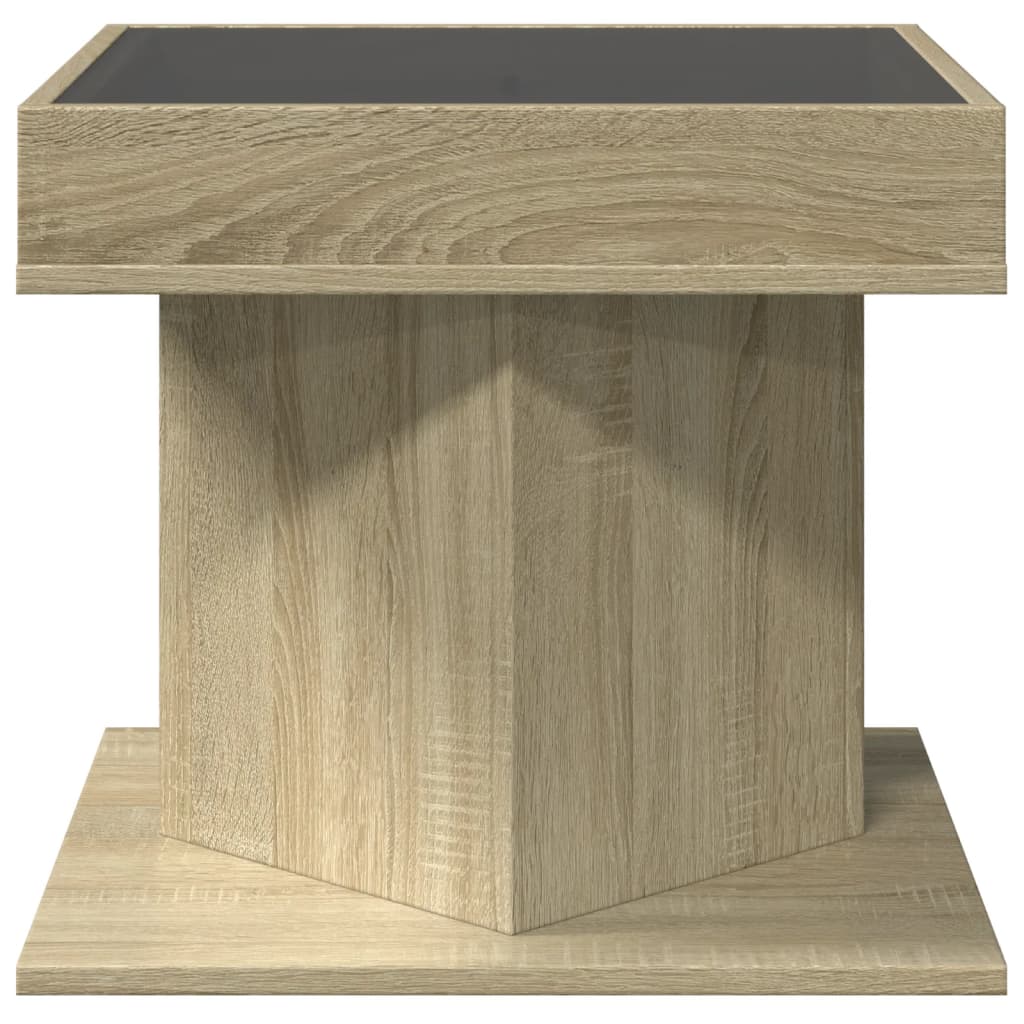 vidaXL Coffee Table with LED Sonoma Oak 50x50x45 cm Engineered Wood