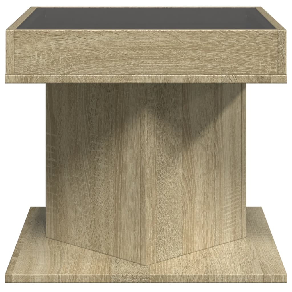 vidaXL Coffee Table with LED Sonoma Oak 50x50x45 cm Engineered Wood