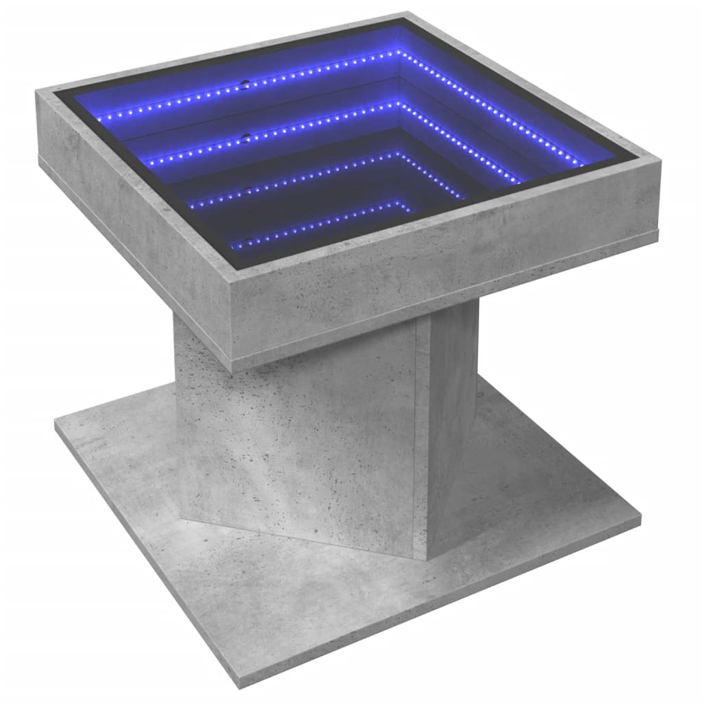 vidaXL Coffee Table with LED Concrete Grey 50x50x45 cm Engineered Wood
