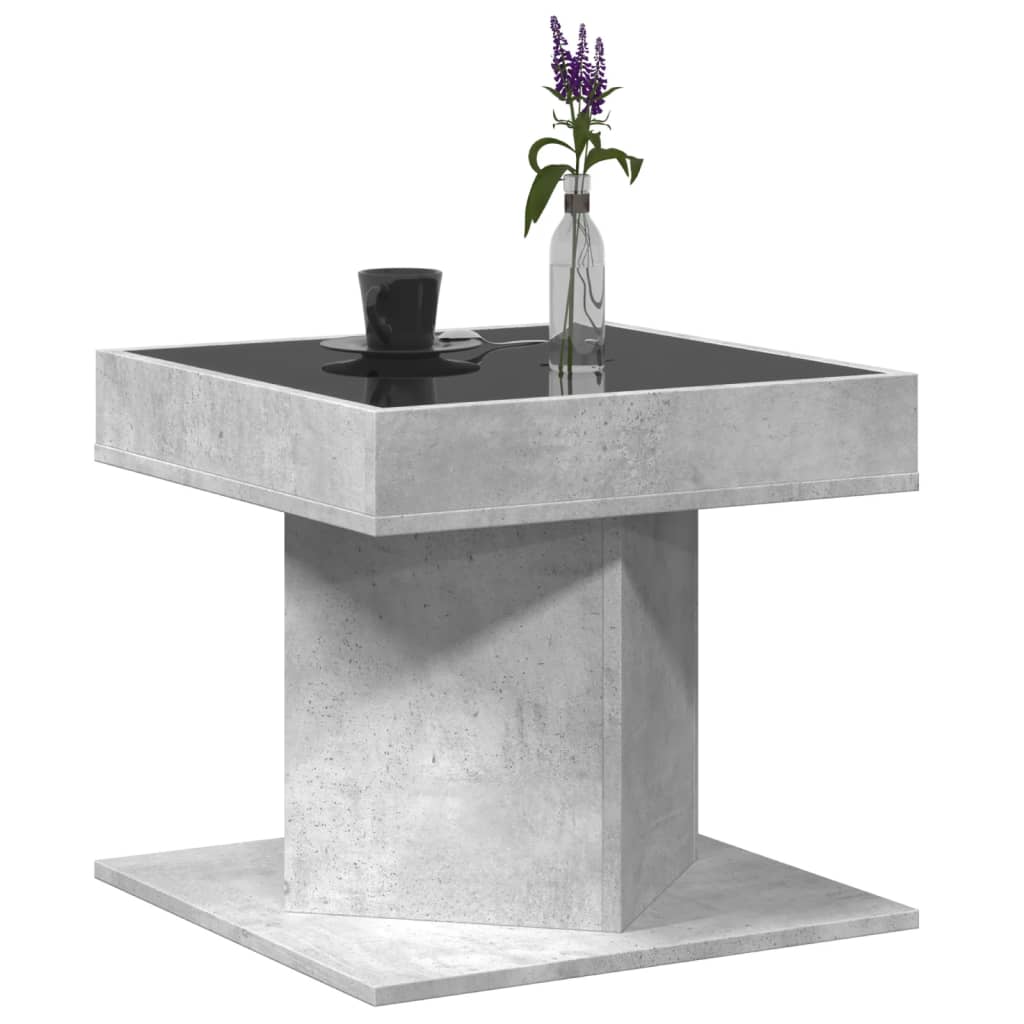vidaXL Coffee Table with LED Concrete Grey 50x50x45 cm Engineered Wood