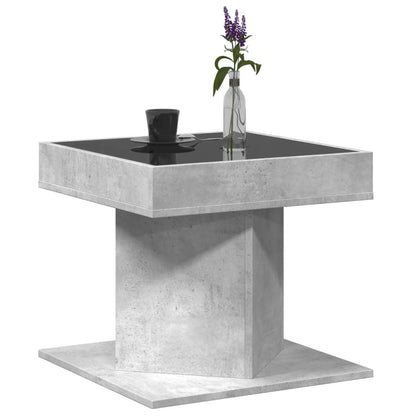 vidaXL Coffee Table with LED Concrete Grey 50x50x45 cm Engineered Wood