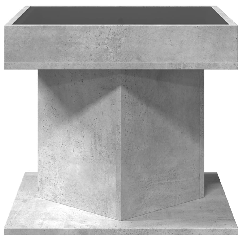 vidaXL Coffee Table with LED Concrete Grey 50x50x45 cm Engineered Wood