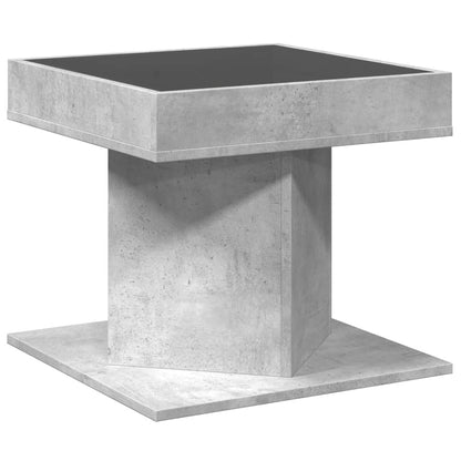 vidaXL Coffee Table with LED Concrete Grey 50x50x45 cm Engineered Wood