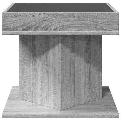 vidaXL Coffee Table with LED Grey Sonoma 50x50x45 cm Engineered Wood