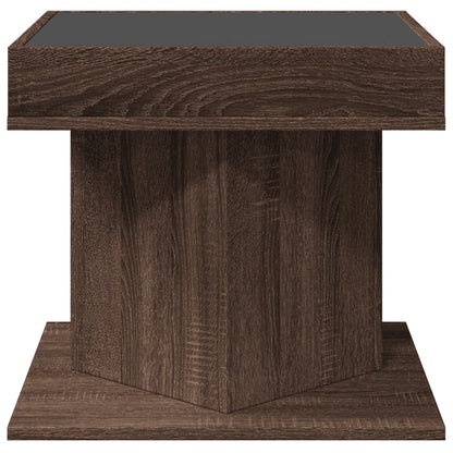 vidaXL Coffee Table with LED Brown Oak 50x50x45 cm Engineered Wood