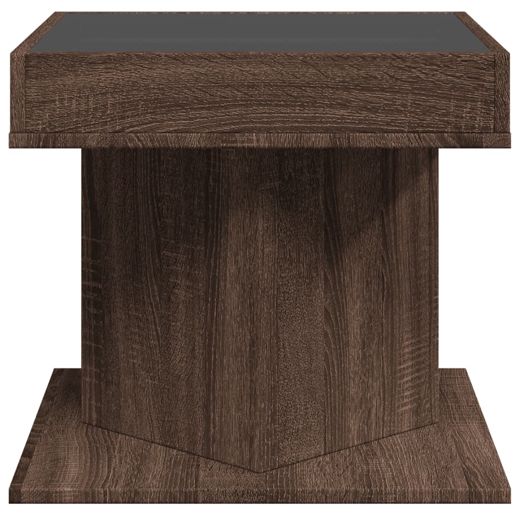 vidaXL Coffee Table with LED Brown Oak 50x50x45 cm Engineered Wood