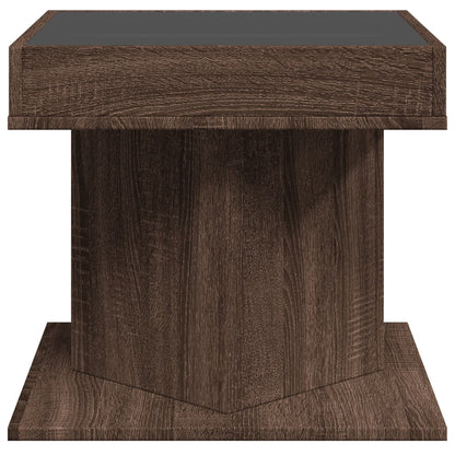 vidaXL Coffee Table with LED Brown Oak 50x50x45 cm Engineered Wood