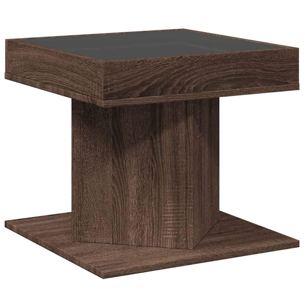 vidaXL Coffee Table with LED Brown Oak 50x50x45 cm Engineered Wood