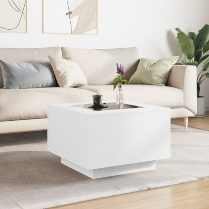 vidaXL Coffee Table with LED White 60x60x40 cm Engineered Wood