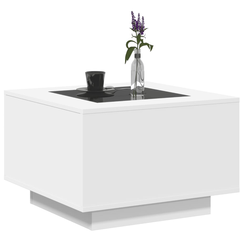vidaXL Coffee Table with LED White 60x60x40 cm Engineered Wood