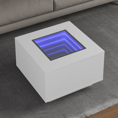 vidaXL Coffee Table with LED White 60x60x40 cm Engineered Wood