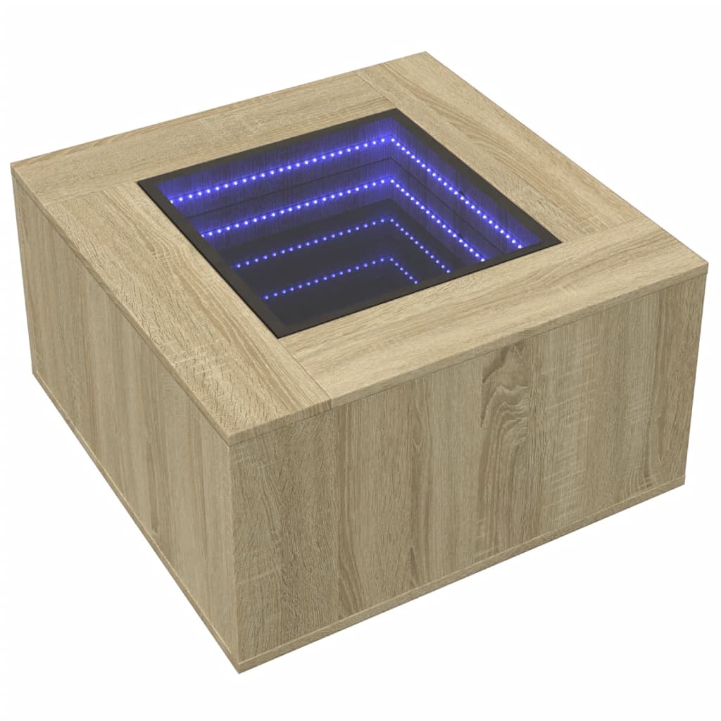 vidaXL Coffee Table with LED Sonoma Oak 60x60x40 cm Engineered Wood