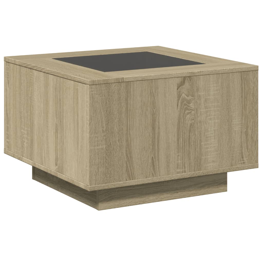 vidaXL Coffee Table with LED Sonoma Oak 60x60x40 cm Engineered Wood