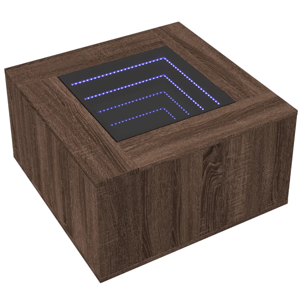 vidaXL Coffee Table with LED Brown Oak 60x60x40 cm Engineered Wood