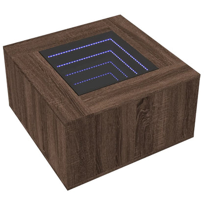 vidaXL Coffee Table with LED Brown Oak 60x60x40 cm Engineered Wood