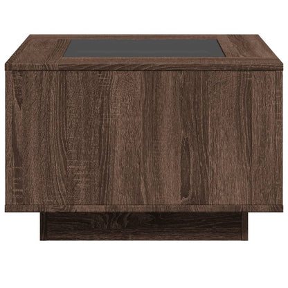 vidaXL Coffee Table with LED Brown Oak 60x60x40 cm Engineered Wood