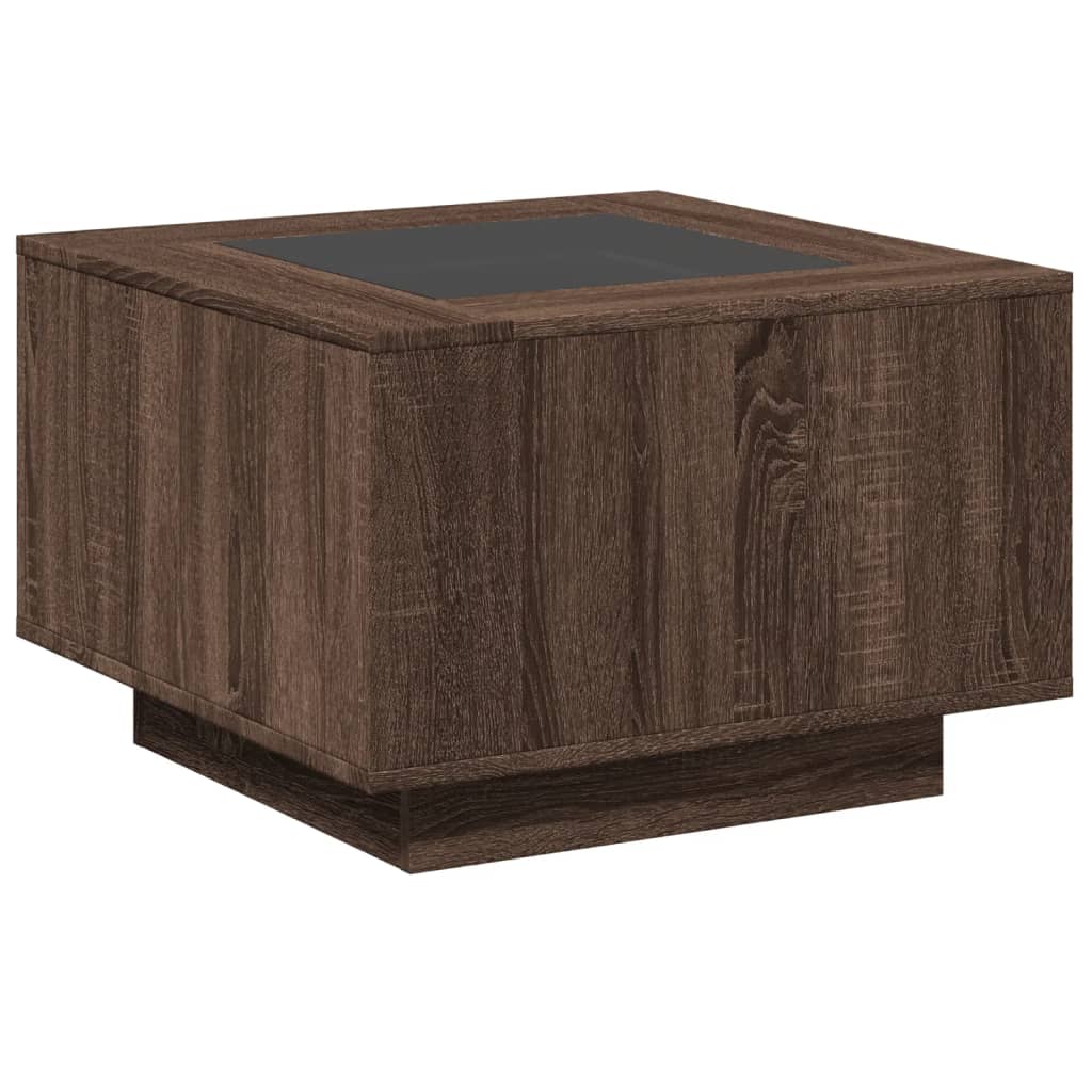 vidaXL Coffee Table with LED Brown Oak 60x60x40 cm Engineered Wood