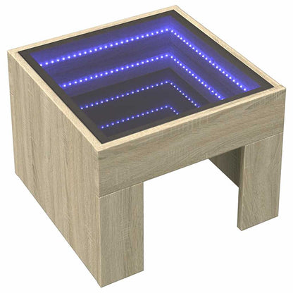 vidaXL Coffee Table with Infinity LED Sonoma Oak 40x40x30 cm