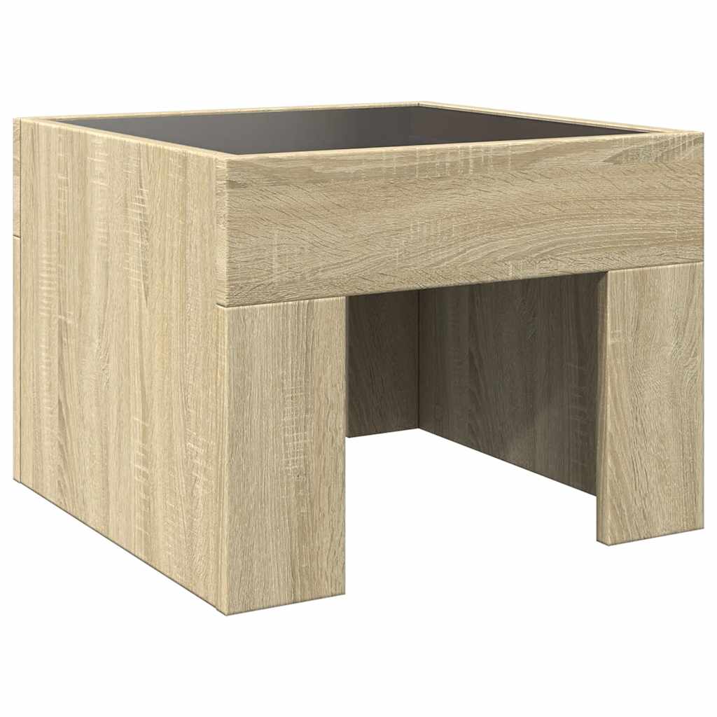 vidaXL Coffee Table with Infinity LED Sonoma Oak 40x40x30 cm