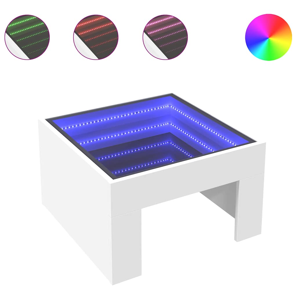 vidaXL Coffee Table with Infinity LED White 50x50x30 cm