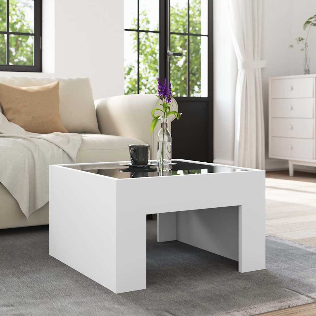 vidaXL Coffee Table with Infinity LED White 50x50x30 cm