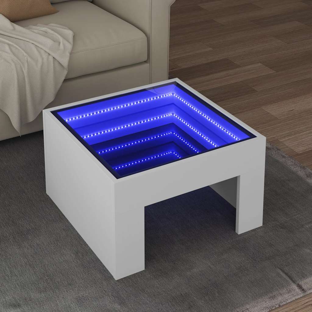 vidaXL Coffee Table with Infinity LED White 50x50x30 cm