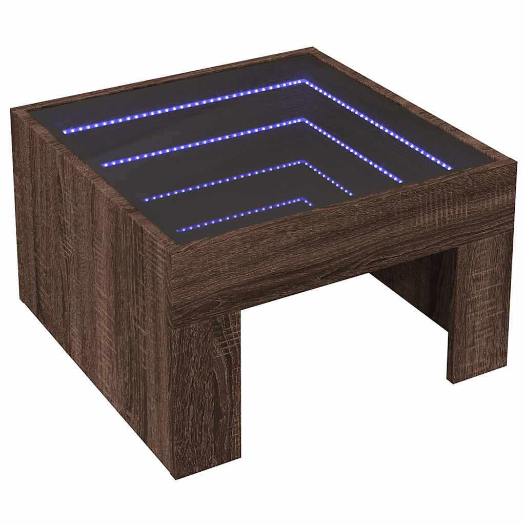 vidaXL Coffee Table with Infinity LED Brown Oak 50x50x30 cm