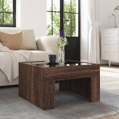 vidaXL Coffee Table with Infinity LED Brown Oak 50x50x30 cm
