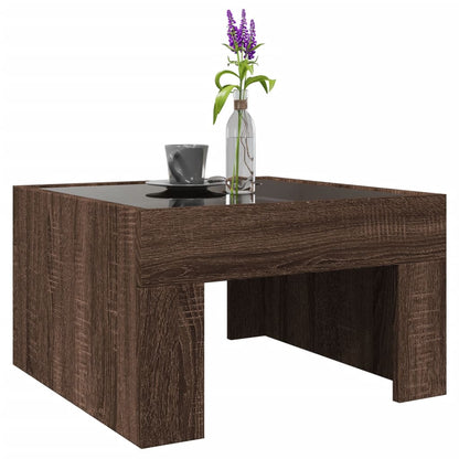 vidaXL Coffee Table with Infinity LED Brown Oak 50x50x30 cm
