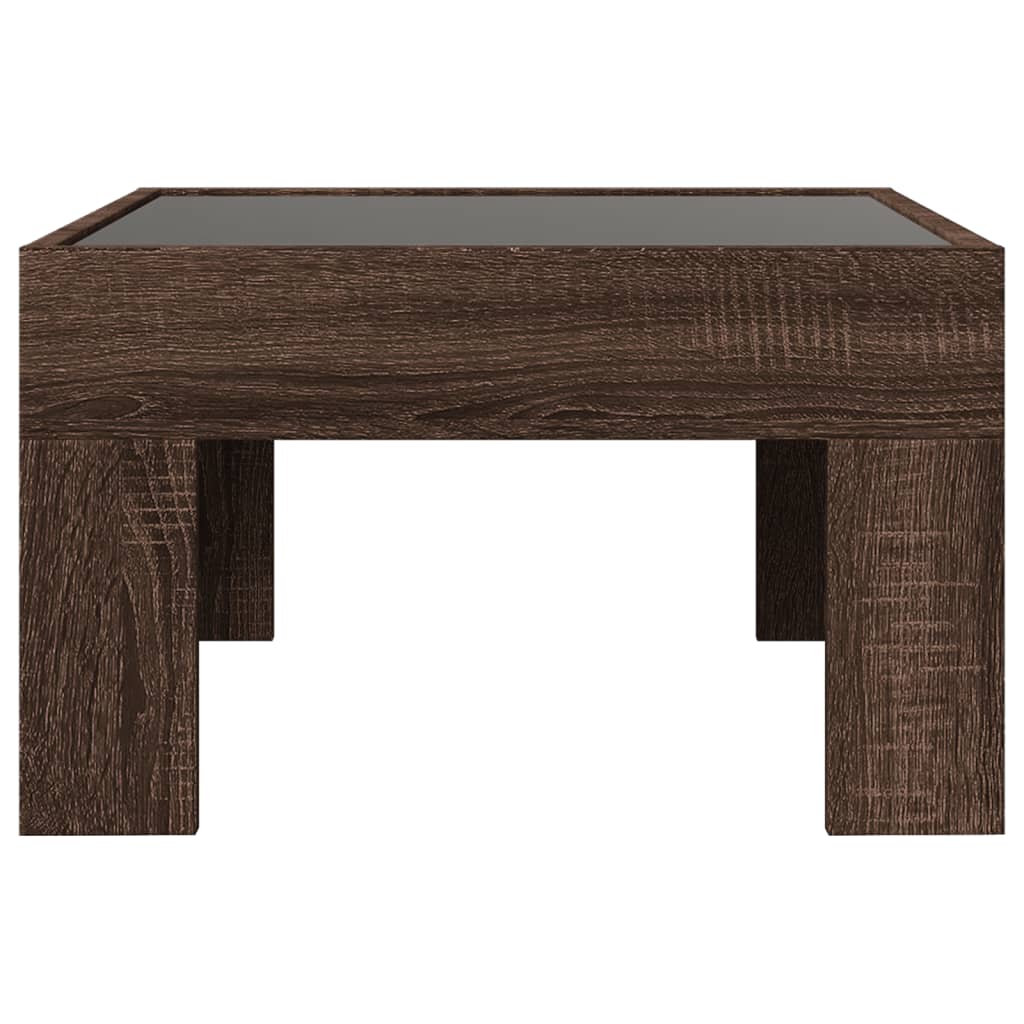 vidaXL Coffee Table with Infinity LED Brown Oak 50x50x30 cm