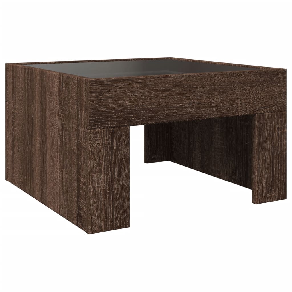 vidaXL Coffee Table with Infinity LED Brown Oak 50x50x30 cm