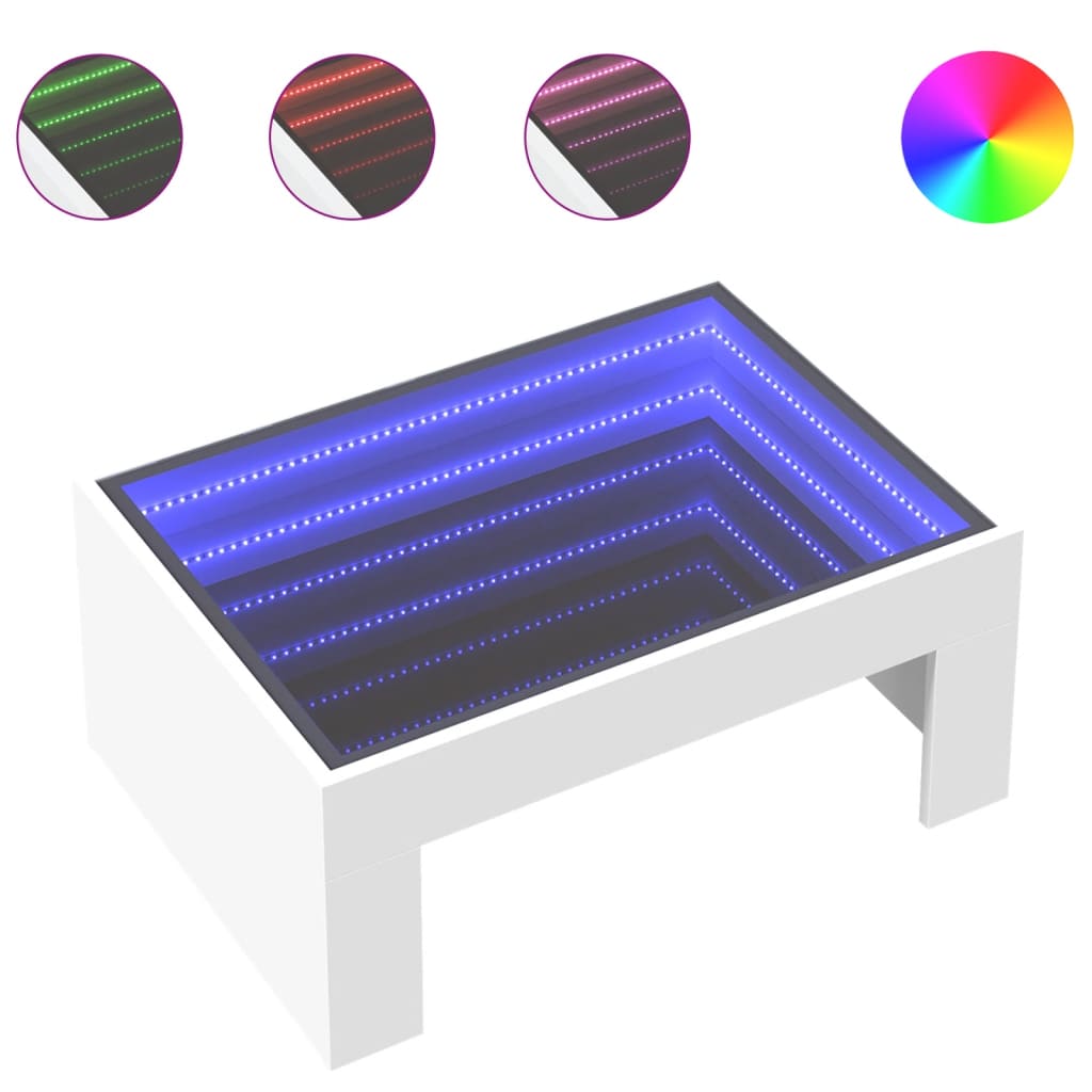 vidaXL Coffee Table with Infinity LED White 70x50x30 cm