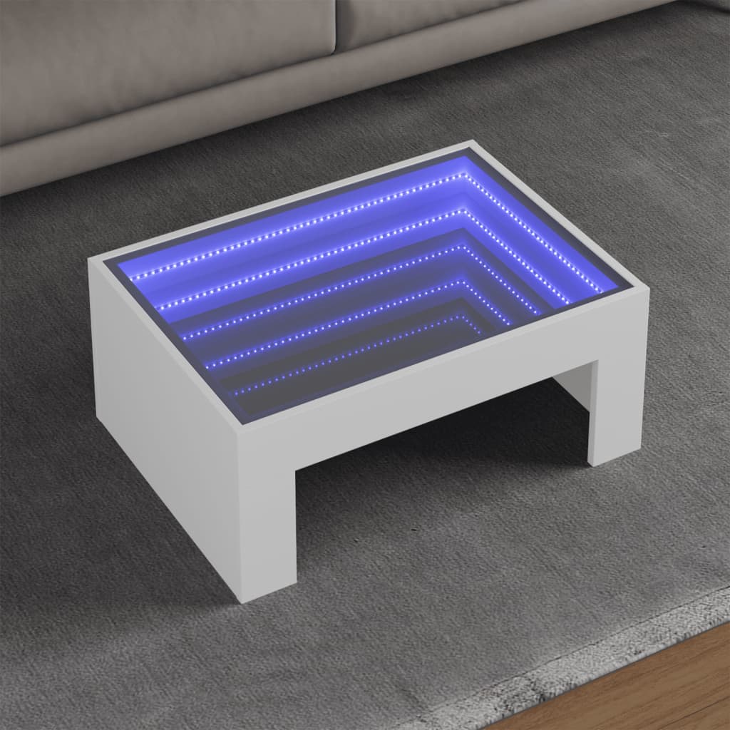 vidaXL Coffee Table with Infinity LED White 70x50x30 cm