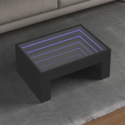 vidaXL Coffee Table with Infinity LED Black 70x50x30 cm