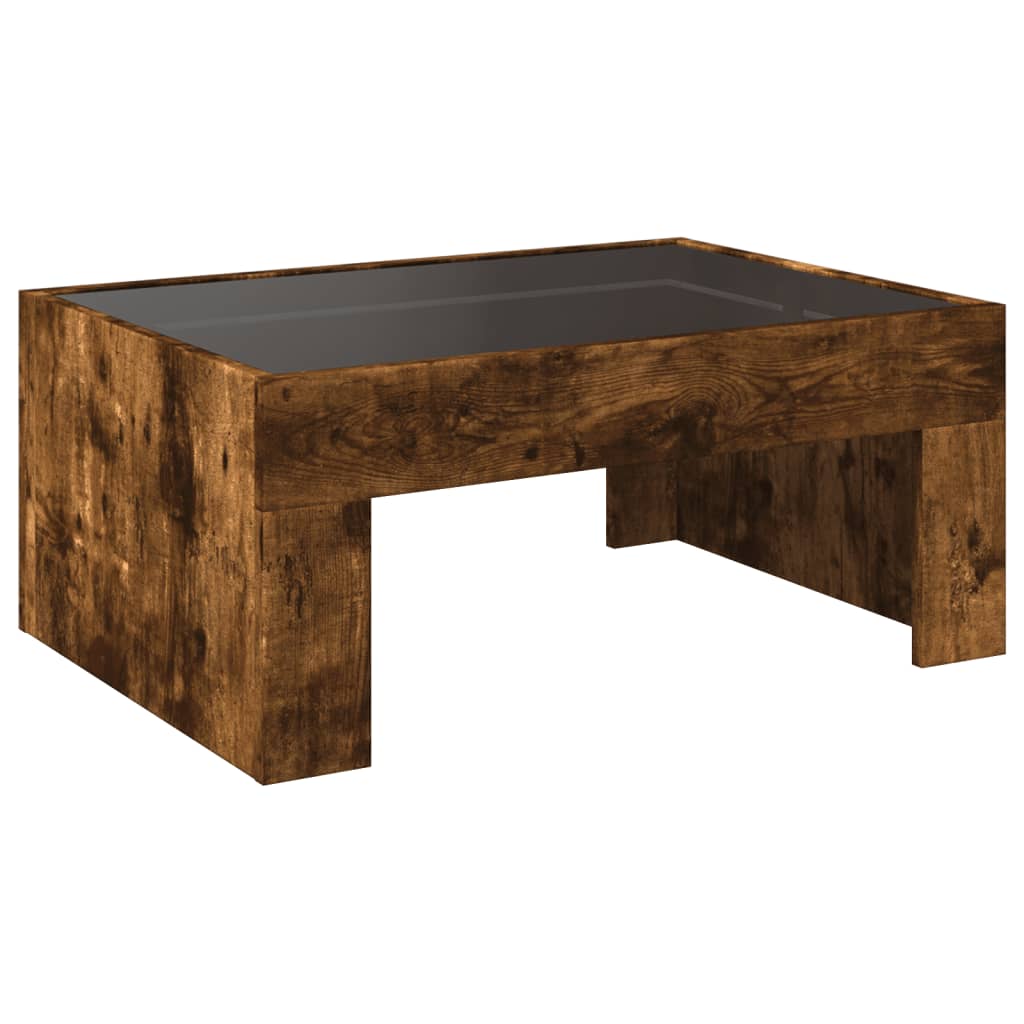 vidaXL Coffee Table with Infinity LED Smoked Oak 70x50x30 cm