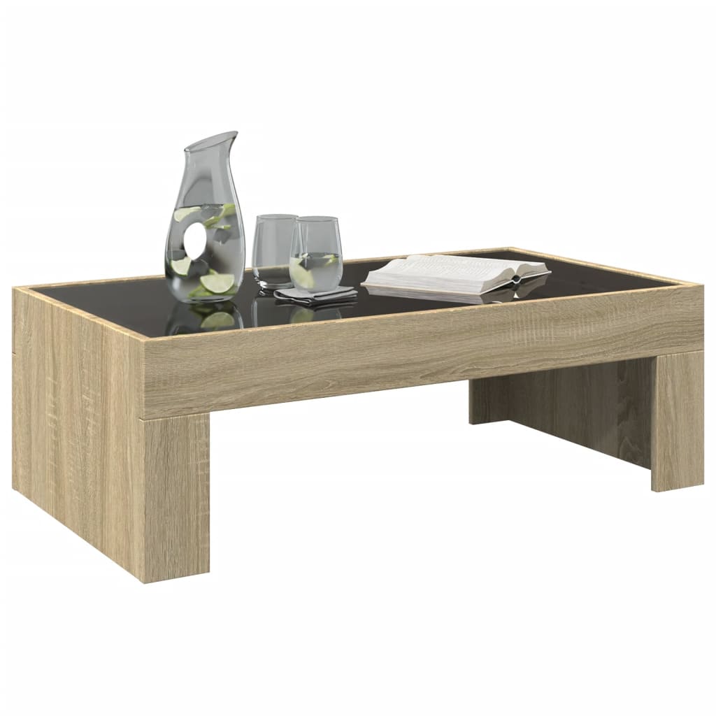 vidaXL Coffee Table with Infinity LED Sonoma Oak 90x50x30 cm
