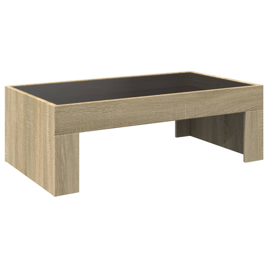 vidaXL Coffee Table with Infinity LED Sonoma Oak 90x50x30 cm