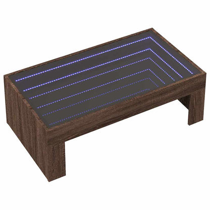 vidaXL Coffee Table with Infinity LED Brown Oak 90x50x30 cm
