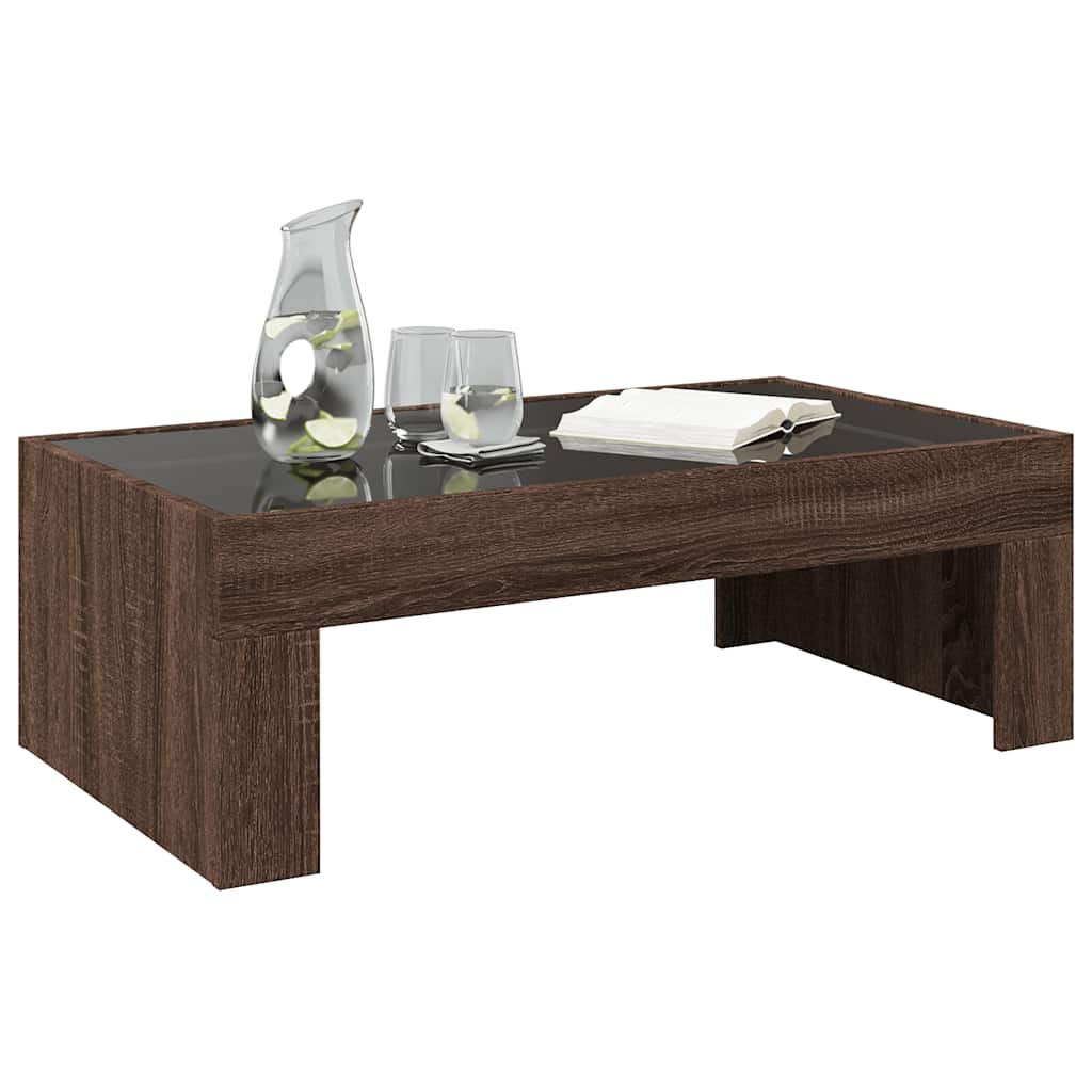 vidaXL Coffee Table with Infinity LED Brown Oak 90x50x30 cm