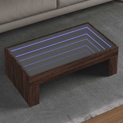 vidaXL Coffee Table with Infinity LED Brown Oak 90x50x30 cm