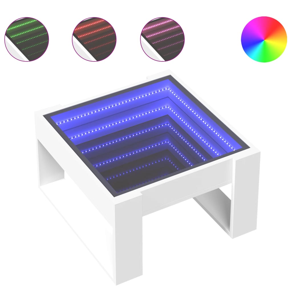 vidaXL Coffee Table with Infinity LED White 50x53x30 cm
