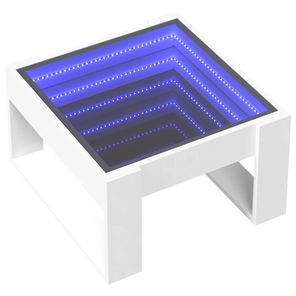vidaXL Coffee Table with Infinity LED White 50x53x30 cm
