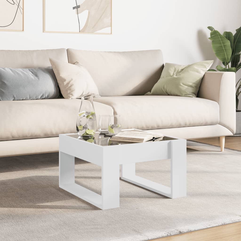 vidaXL Coffee Table with Infinity LED White 50x53x30 cm