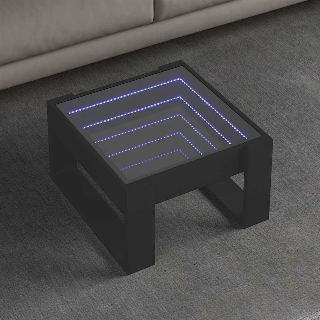 vidaXL Coffee Table with Infinity LED Black 50x53x30 cm