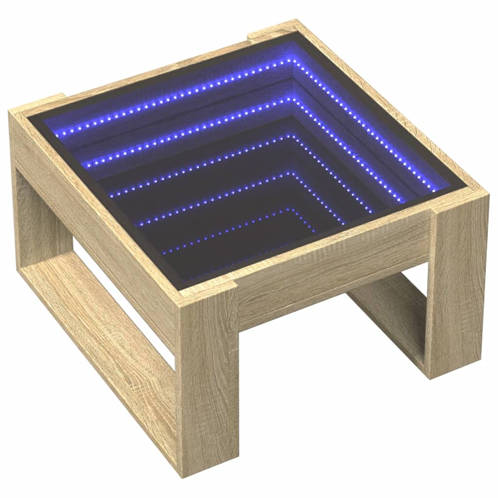 vidaXL Coffee Table with Infinity LED Sonoma Oak 50x53x30 cm