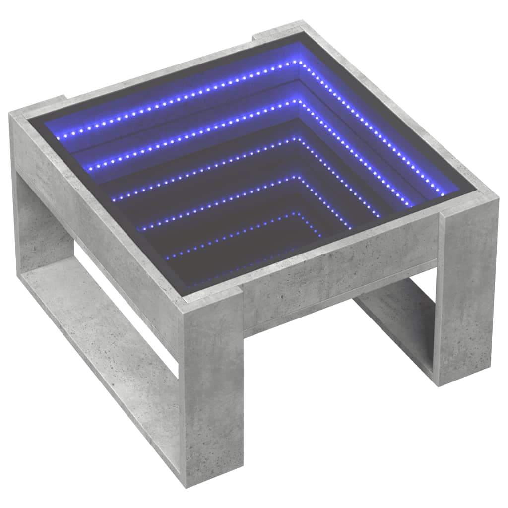 vidaXL Coffee Table with Infinity LED Concrete Grey 50x53x30 cm